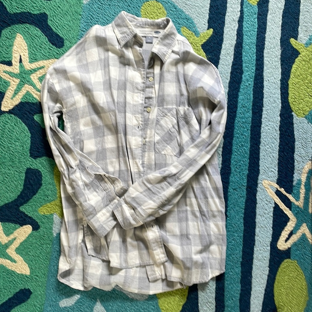 Boyfriend tunic style button down flannel shirt